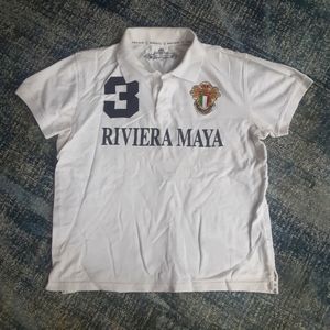 Robin Ruth Riviera Maya Crest Polo Shirt, 100% Cotton Pique, GENTLY PRE-WORN